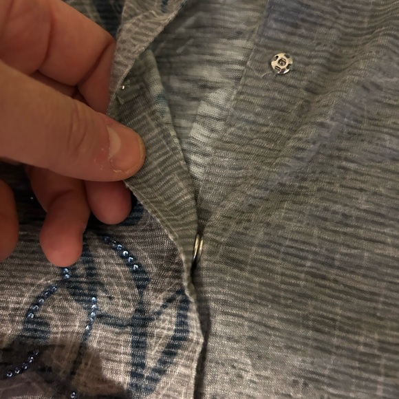 DAVID CLINE Gray Shirt with Blue Swirl Design - Picture 8 of 9